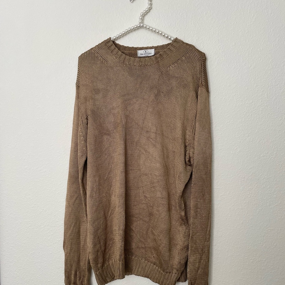 Vintage 1980’s Valentino Studio 100% Silk Knitted Gold Sweater, Luxury Designer